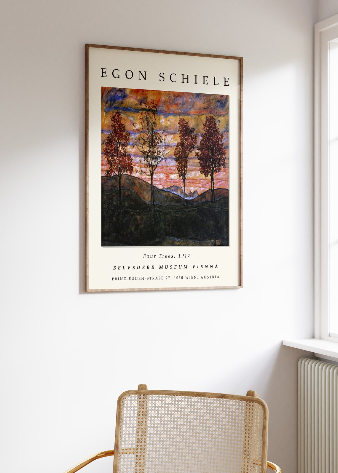 Egon Schiele Four Trees 1917 Sunset Landscape Museum Art Poster - Image 3