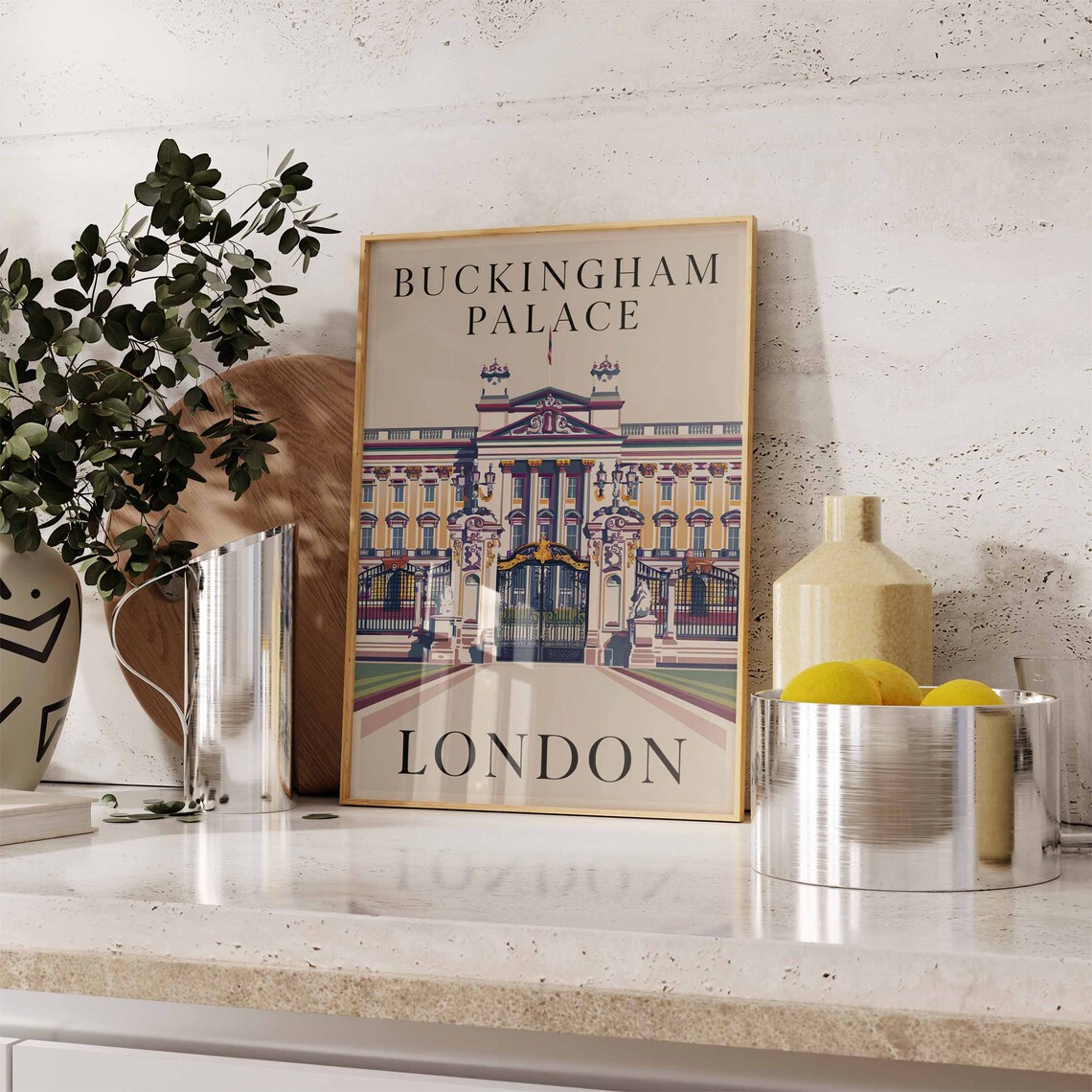 Buckingham Palace London Landmark Travel Illustration Poster Royal Art - Image 2