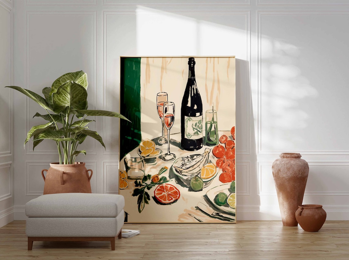 Dinner Party Food Print, Vintage Kitchen Poster - Image 4