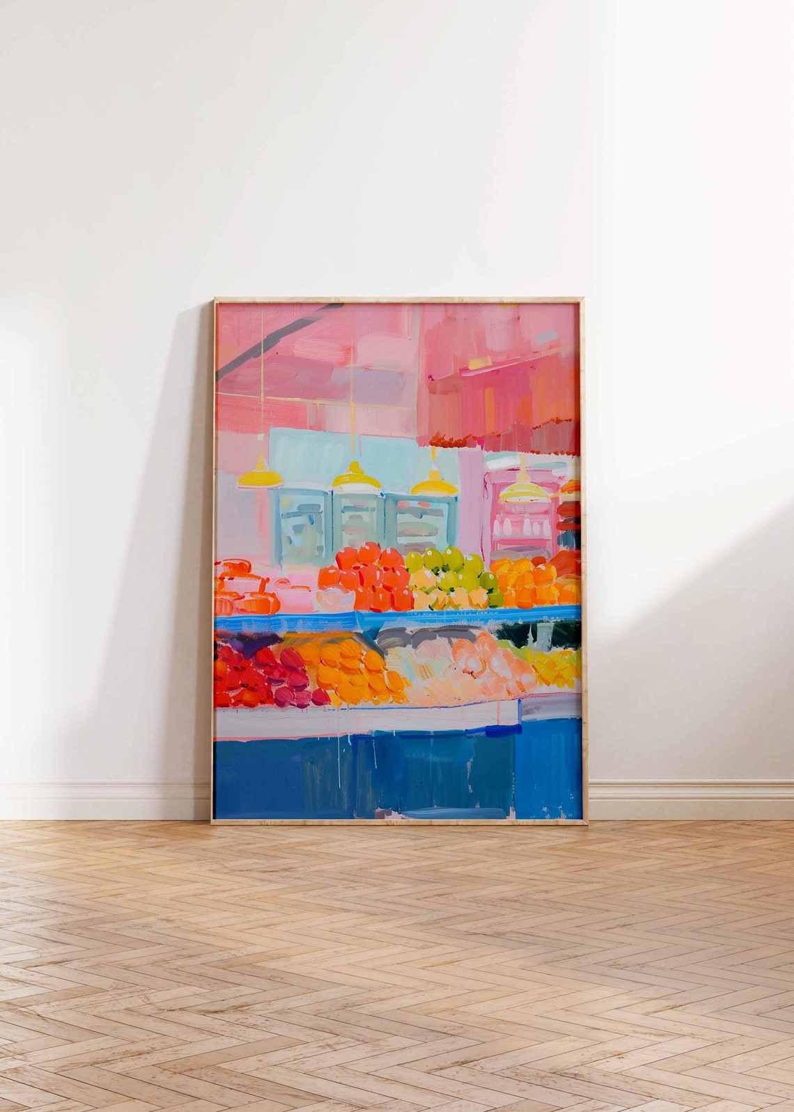 Pink Abstract Fruit Market Impressionist Art Poster for Kitchen - Image 2