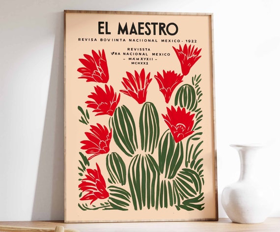 El Maestro Vintage Mexican Magazine Cover Blooming Cactus Poster