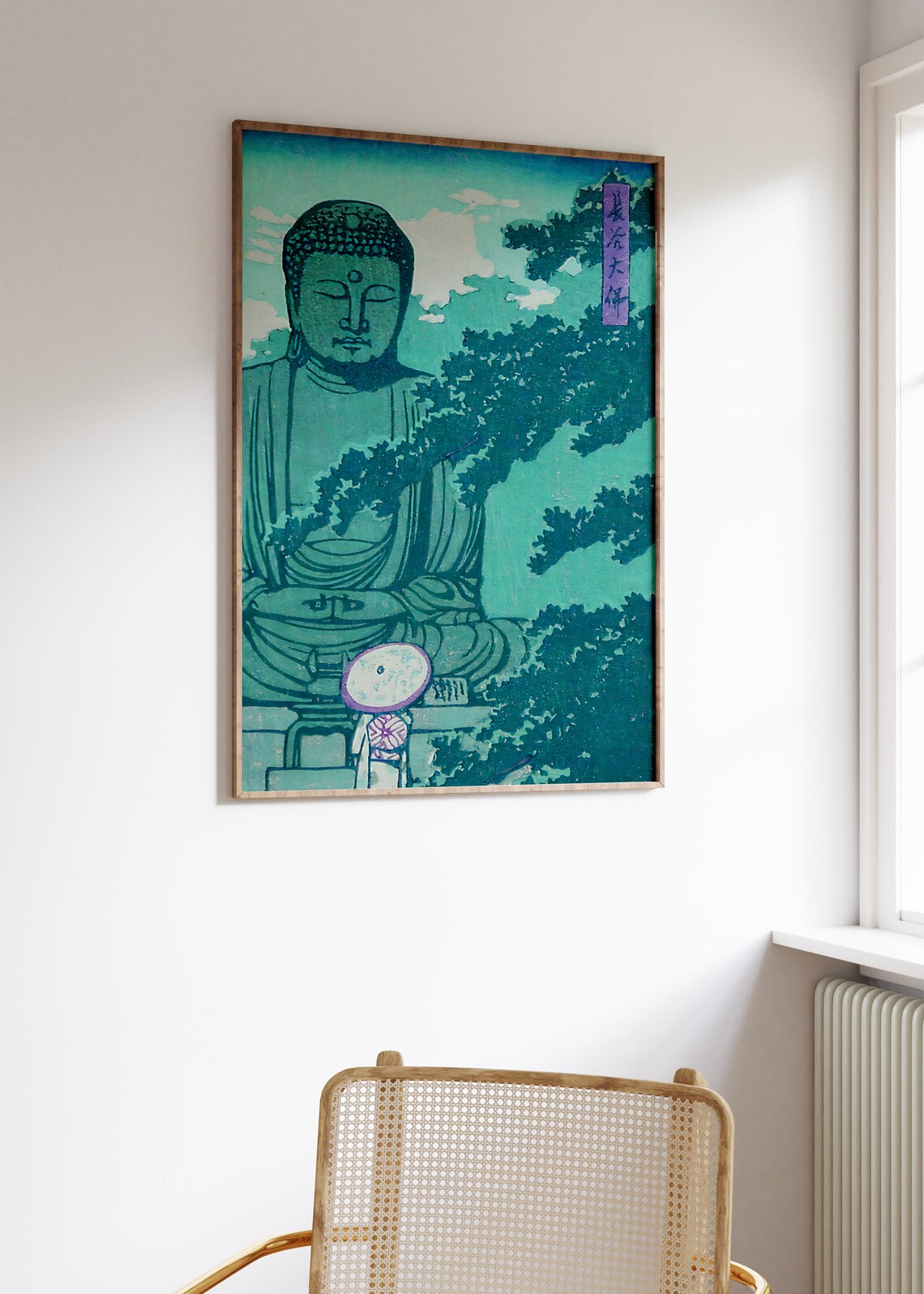 Great Buddha of Kamakura Japanese Woodblock Style Art Poster - Image 2