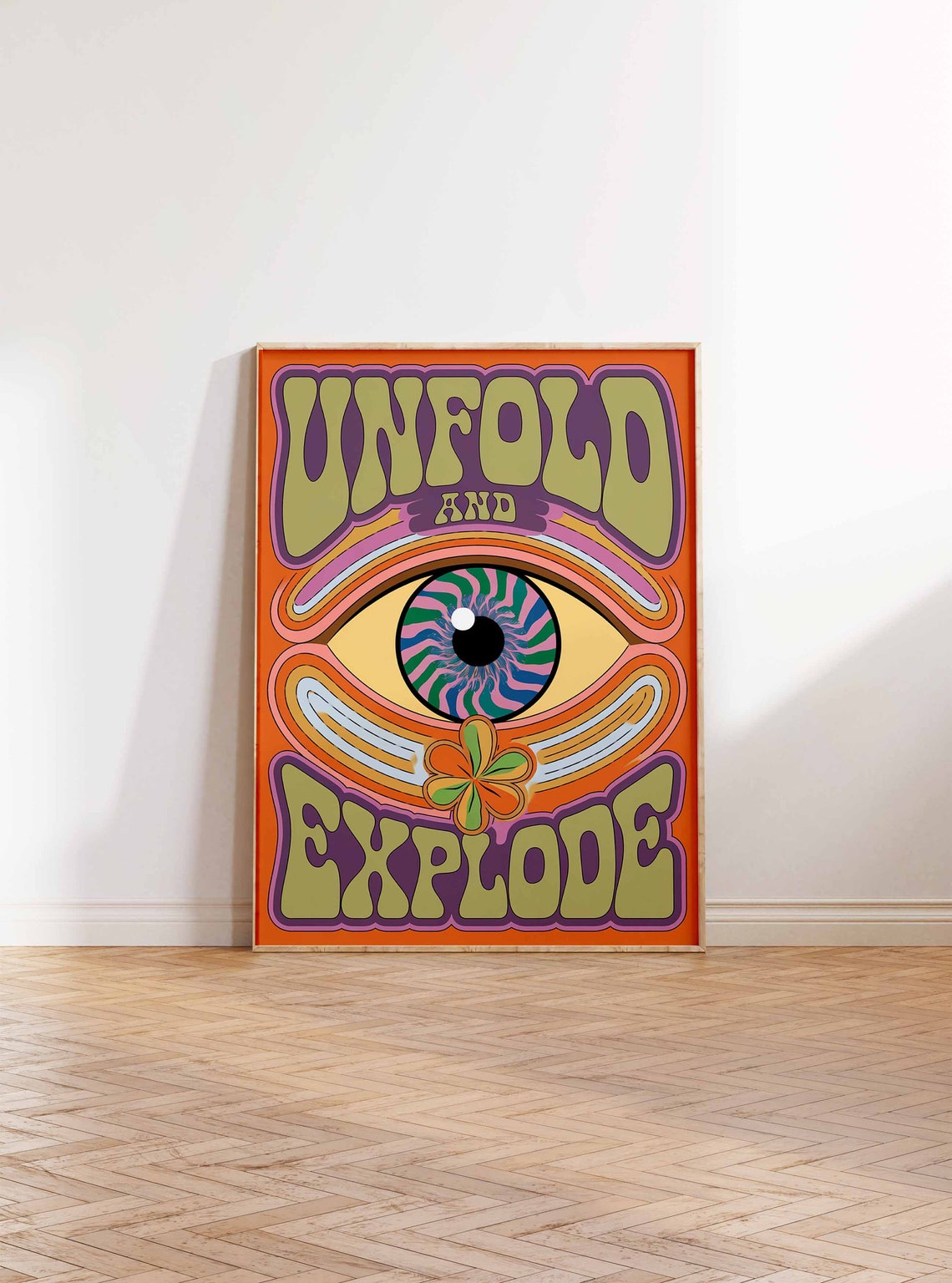 Unfold and Explode Psychedelic 70s Eye Retro Typography Poster - Image 2