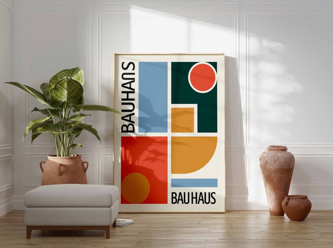 Bauhaus Retro Bold Blocks Mid Century Modern Geometric Art Poster - Image 3
