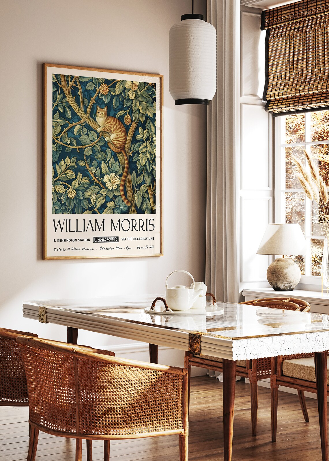William Morris Cat Poster, Floral Cat Art Print - Image 2