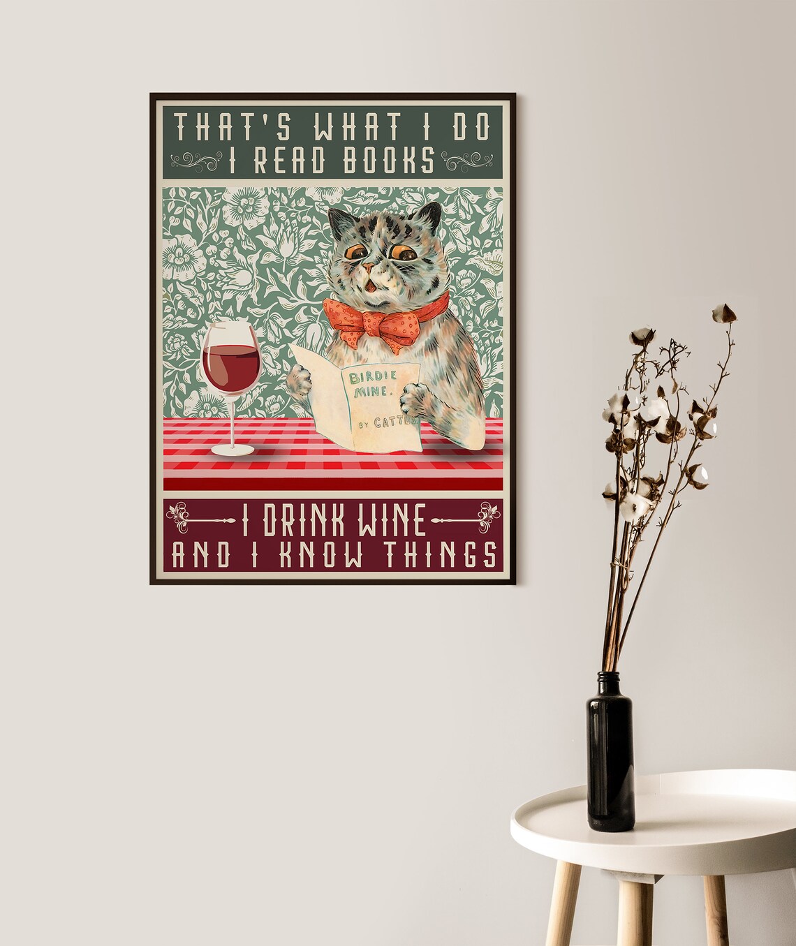Funny Cat Wine Quote Poster, Cat Print Wall Art - Image 3