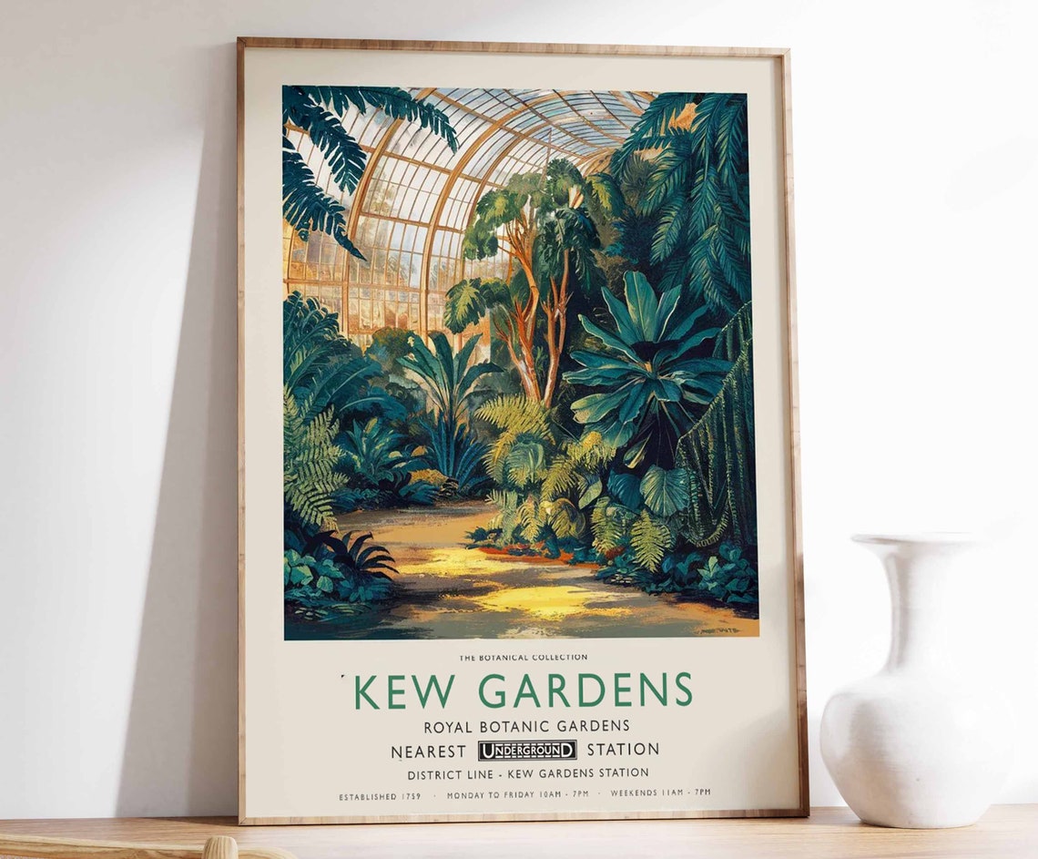 Kew Gardens Royal Botanic Gardens Glasshouse Underground Poster