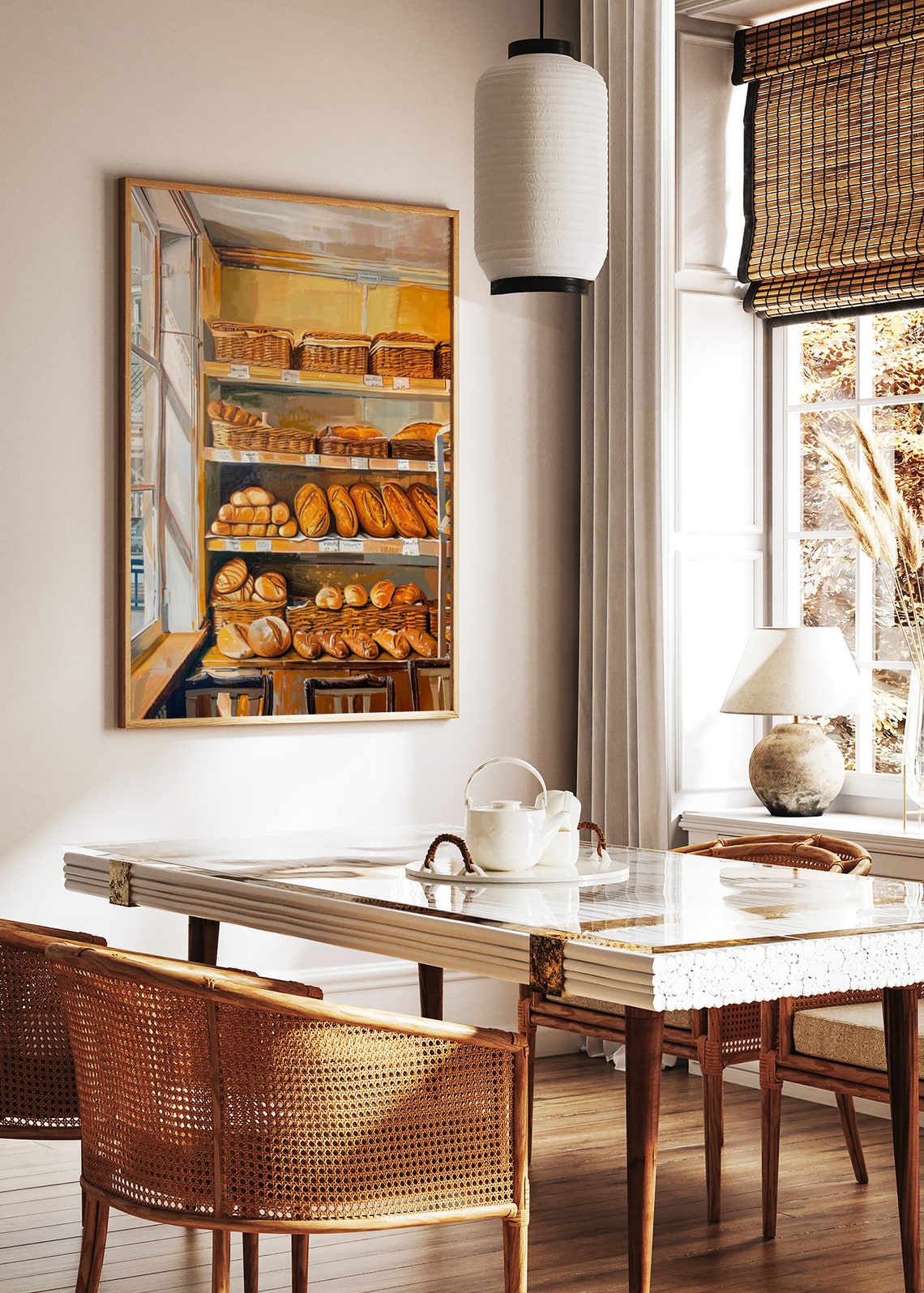 Vintage Bakery Bread Baskets Rustic Cozy Kitchen Food Art Poster - Image 2