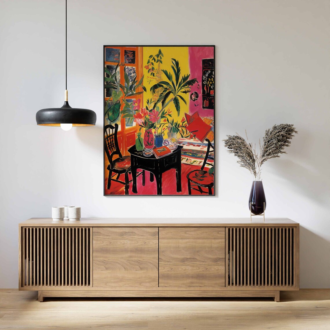 Bold Colorful Interior with Tropical Plants Fauvist Art Poster - Image 2