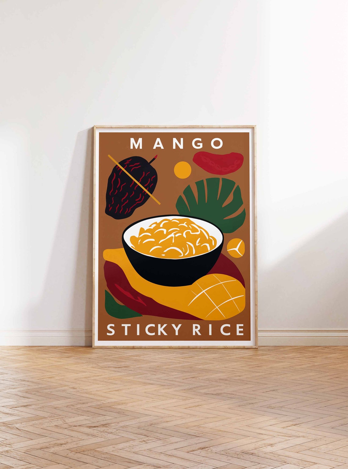 Mango Sticky Rice Bold Retro Graphic Thai Dessert Art Poster - Image 2