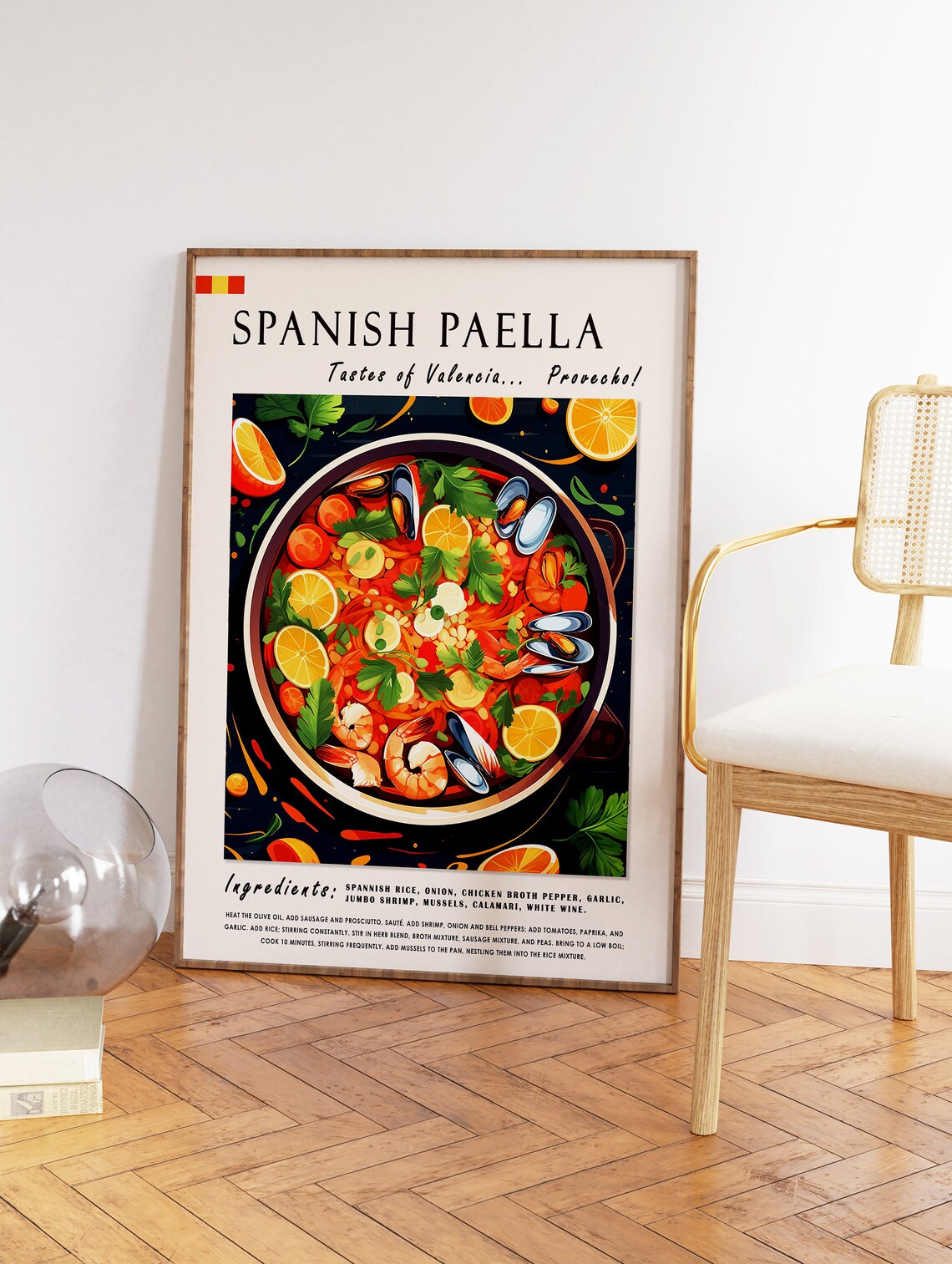 Spanish Paella Food Poster, Retro Kitchen Decor - Image 2