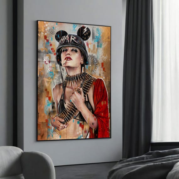 Warrior Woman Street Art Canvas Bold Graffiti Pop Culture Wall