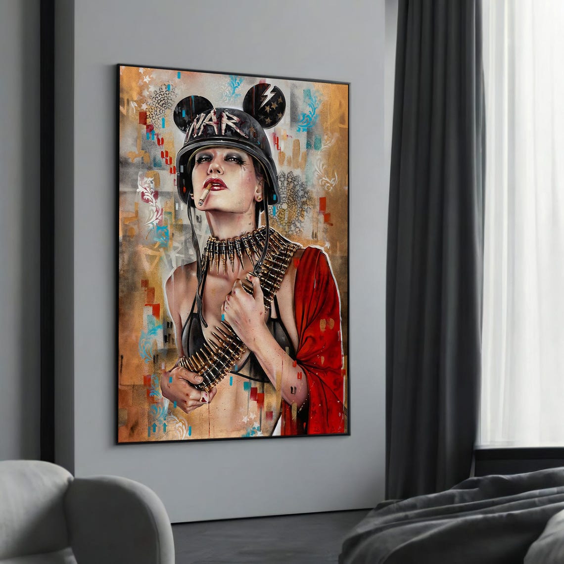 Warrior Woman Street Art Canvas Bold Graffiti Pop Culture Wall