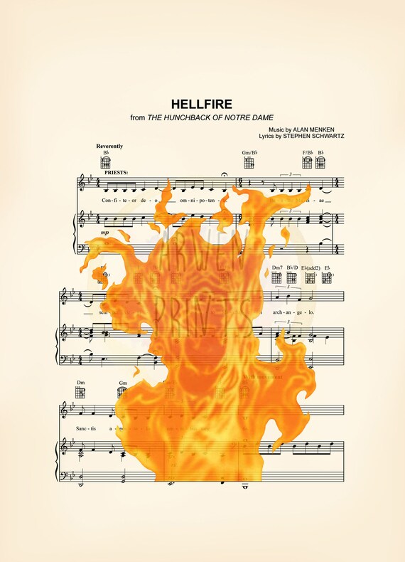 Hellfire Sheet Music Art From The Hunchback of Notre Dame Poster