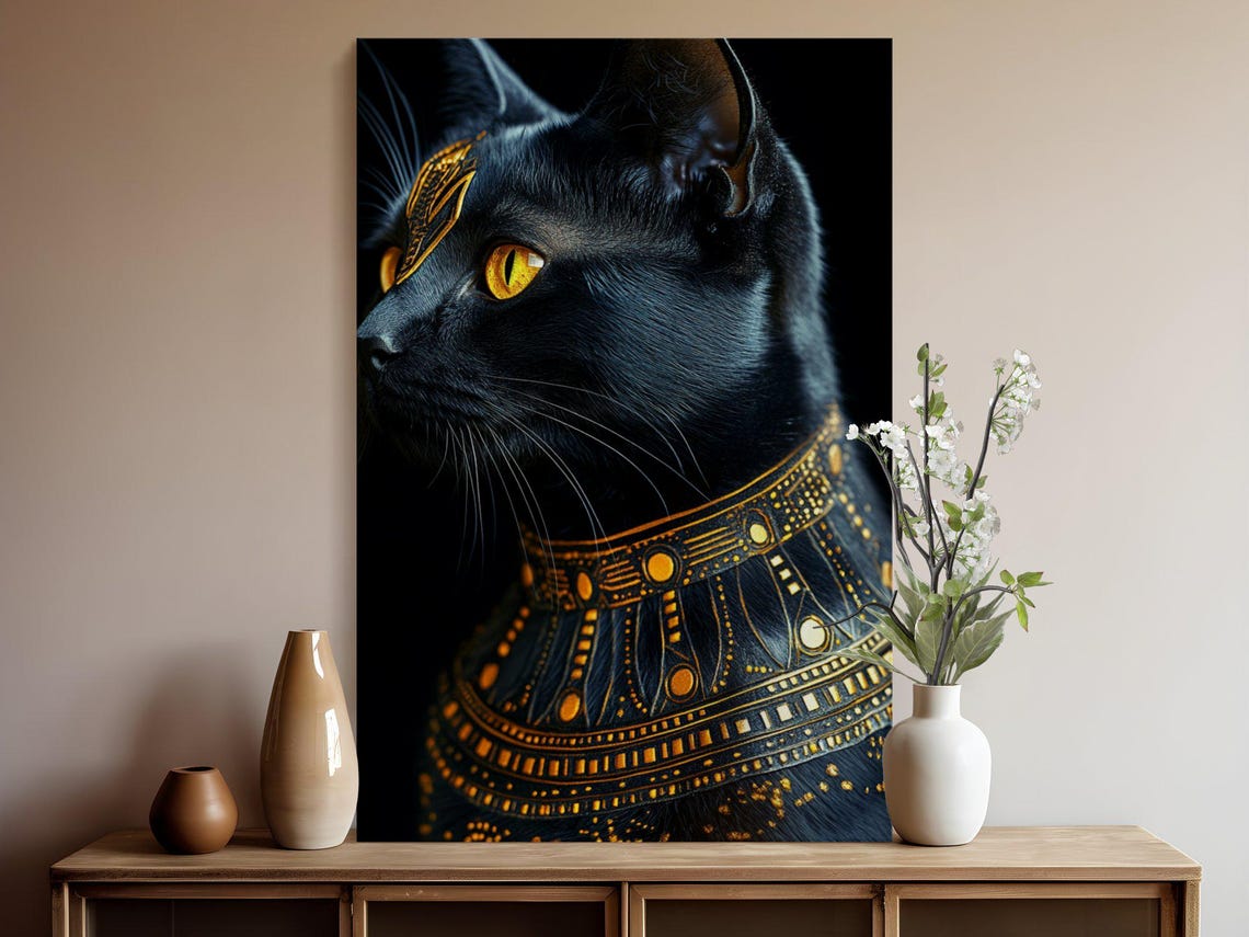 Ancient Egyptian Black Cat With Golden Jewelry Collar Poster - Image 5