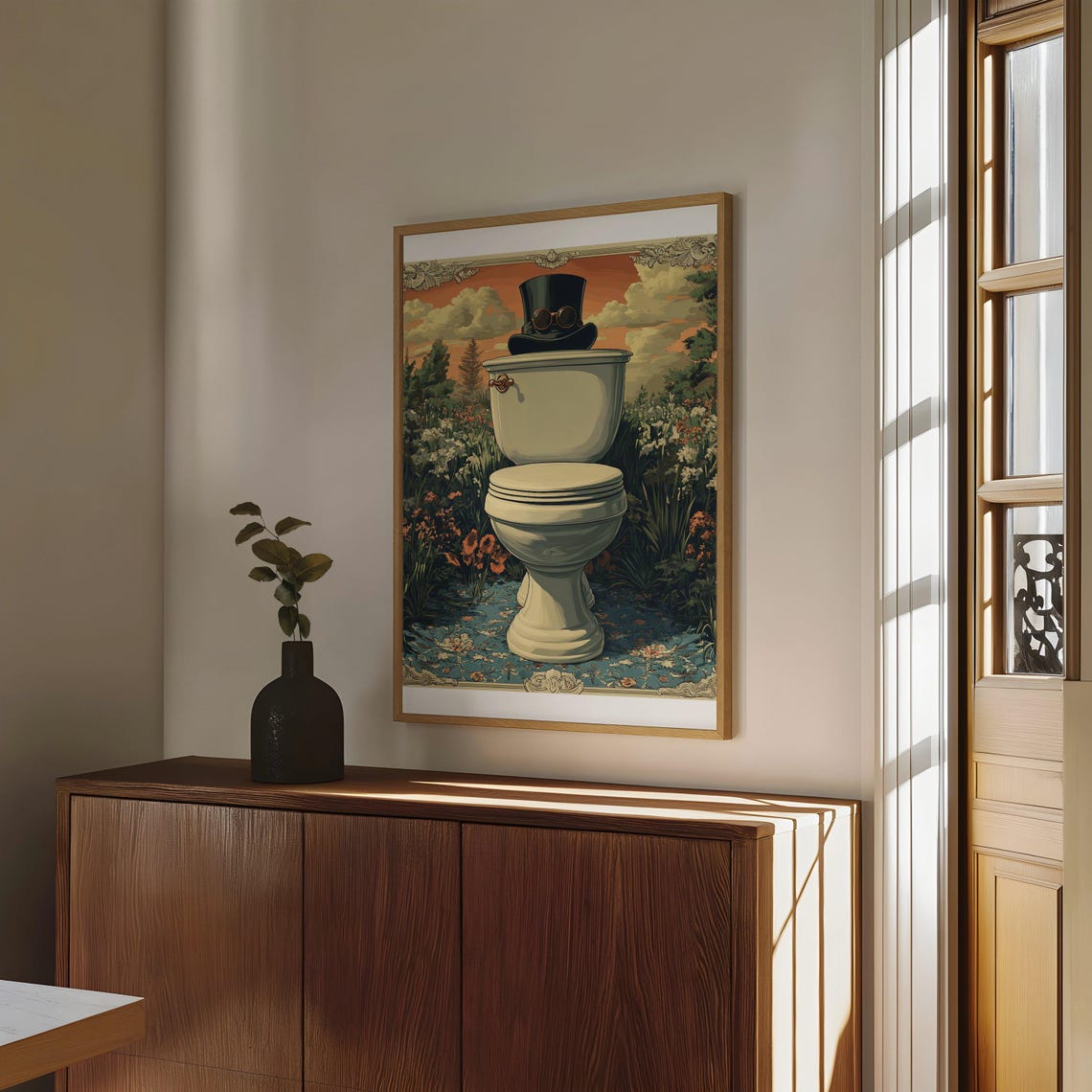 Surreal Toilet With Top Hat Steampunk Flower Garden Art Poster - Image 4