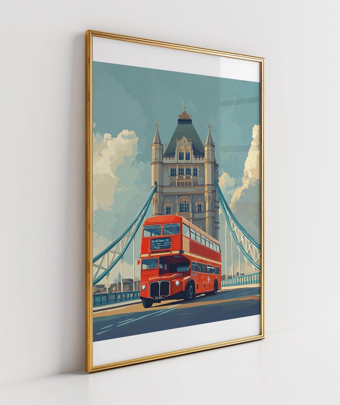 London Tower Bridge Poster Red Double Decker Bus Classic Landmark - Image 3