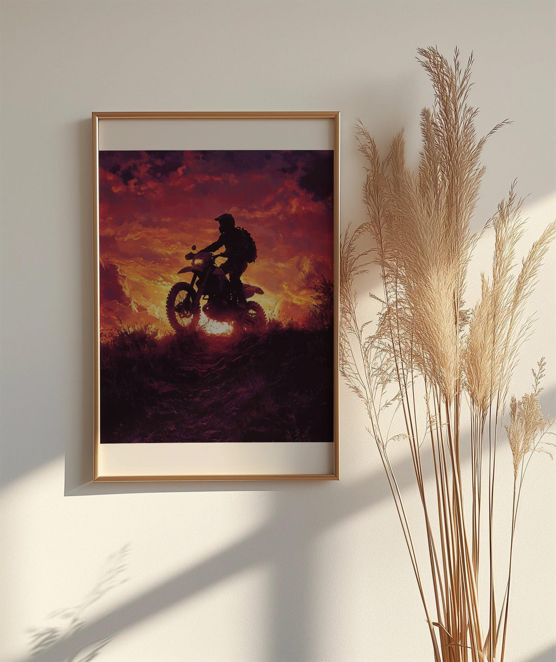 Dirt Bike Rider Sunset Wall Art Breath Taking Motorcycle Landscape Print Stunning Home Dcor Adventure Enthusiasts Gift Unframed - Image 2