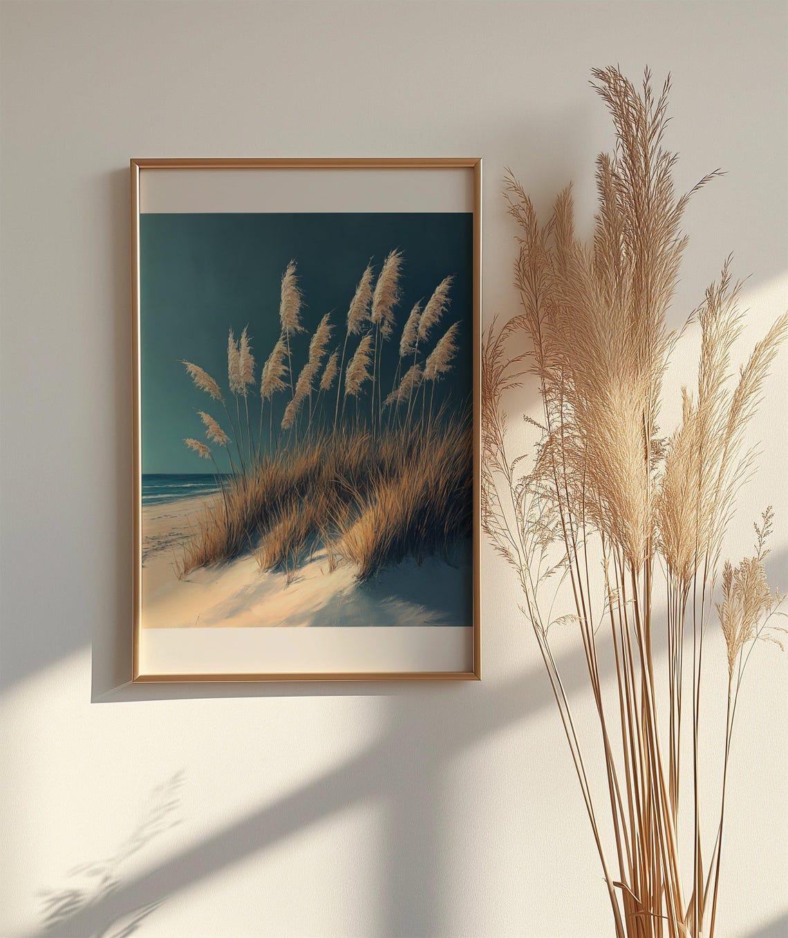 Coastal Beach Dune Grass Poster With Calm Teal Ocean Backdrop - Image 2