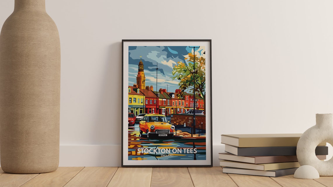 Stockton On Tees Art Print Stockton On Tees City Poster Uk Wall Art England Wall Art Decor British Travel Poster United Kingdom Print - Image 3
