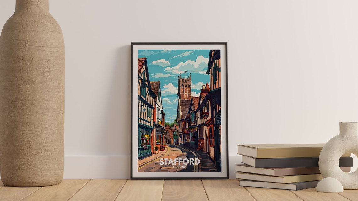 Stafford Print Stafford Poster Uk Wall Art England Wall Art Decor British Travel Poster United Kingdom Print England City Art - Image 3