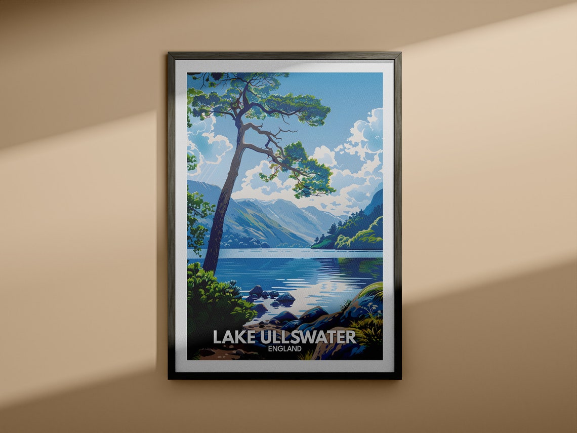 Lake Ullswater Print Lake Ullswater Poster England Lake Travel Poster Lake Wall Art Decor United Kingdom Lake Art England Nature Poster - Image 4