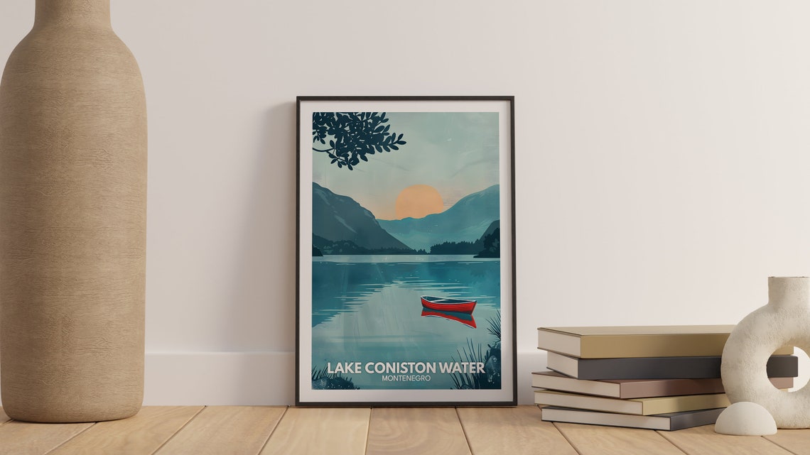 Lake Coniston Water Print Lake Coniston Water Poster England Lake Travel Poster Lake Wall Art Decor Uk Lake Art England Nature Poster - Image 3