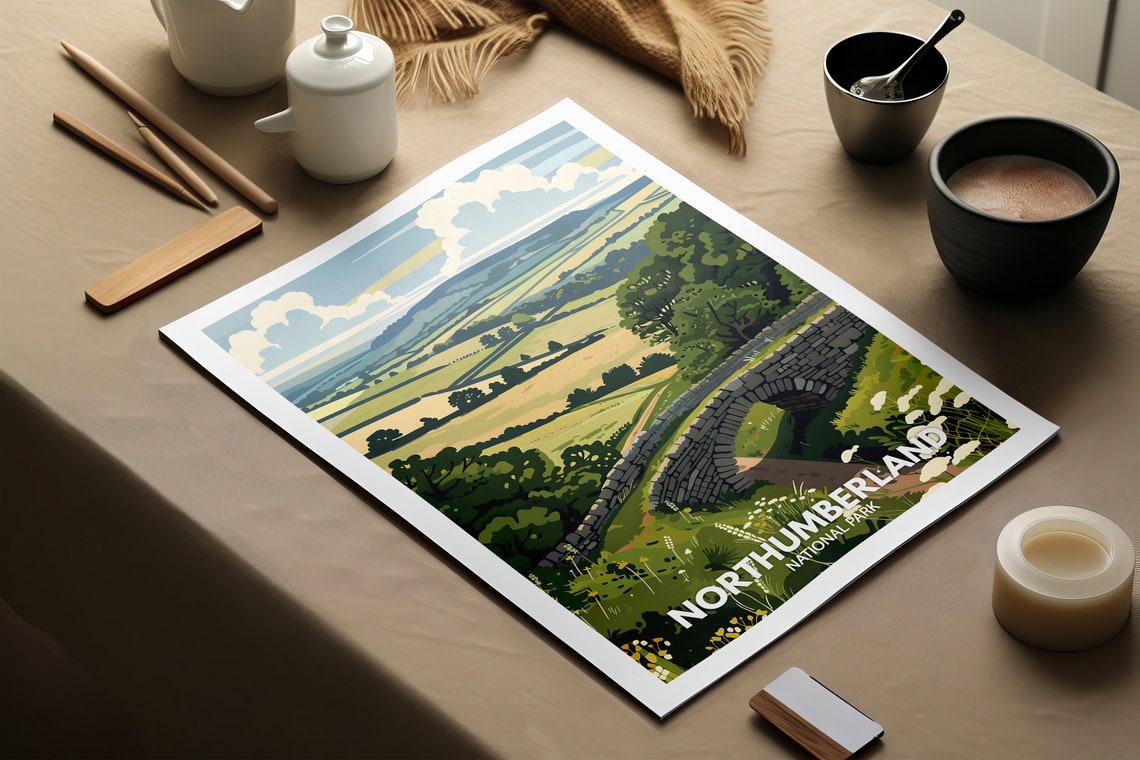 Northumberland National Park Travel Poster Northumberland Print England National Park Wall Art Uk Nature Print British National Parks - Image 2