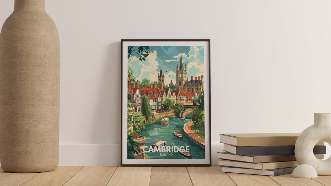 Cambridge River Boats Historic Colleges University City Poster - Image 3