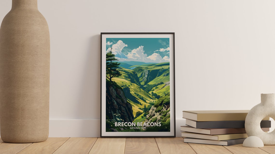 Brecon Beacons National Park Green Valleys Vintage Travel Poster - Image 3