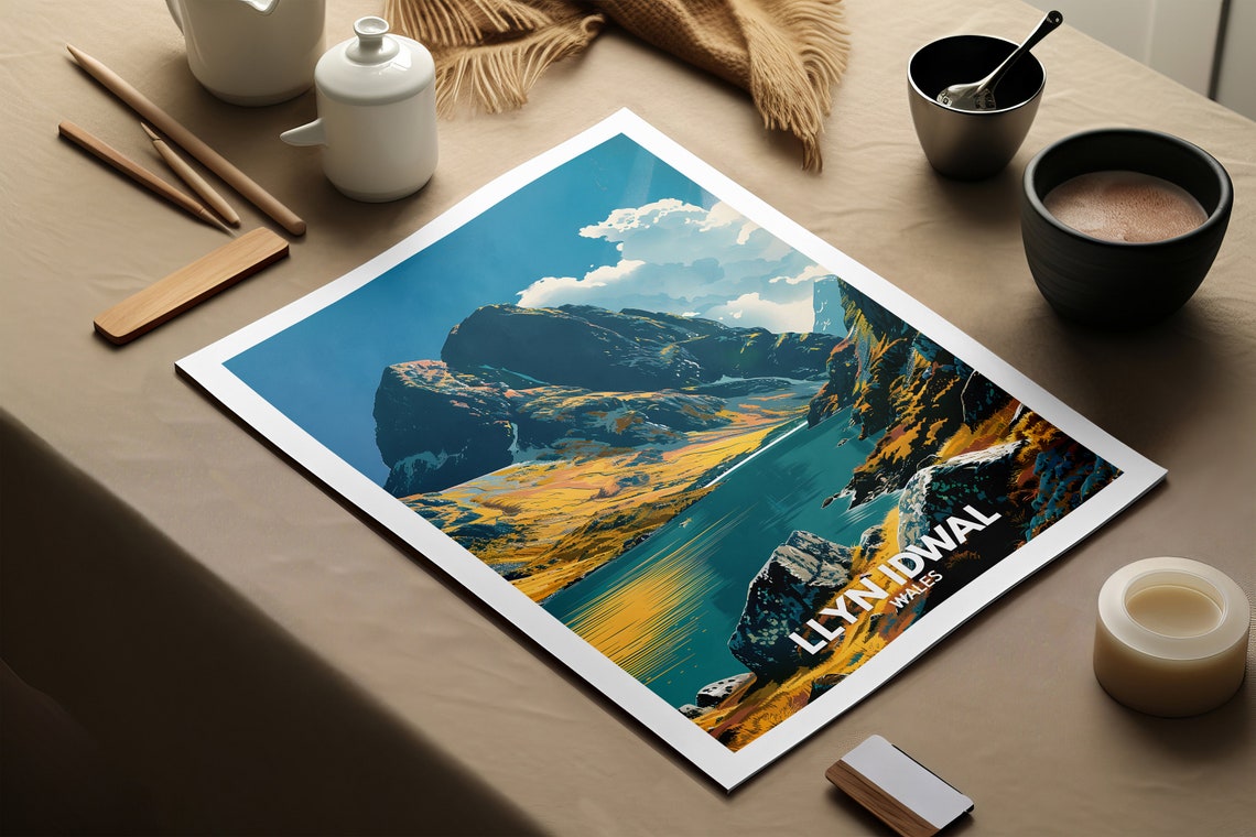 Lake Llyn Idwal Print Lake Llyn Idwal Poster Wales Lake Travel Poster Lake Wall Art Decor United Kingdom Lake Art Wales Nature Poster - Image 2