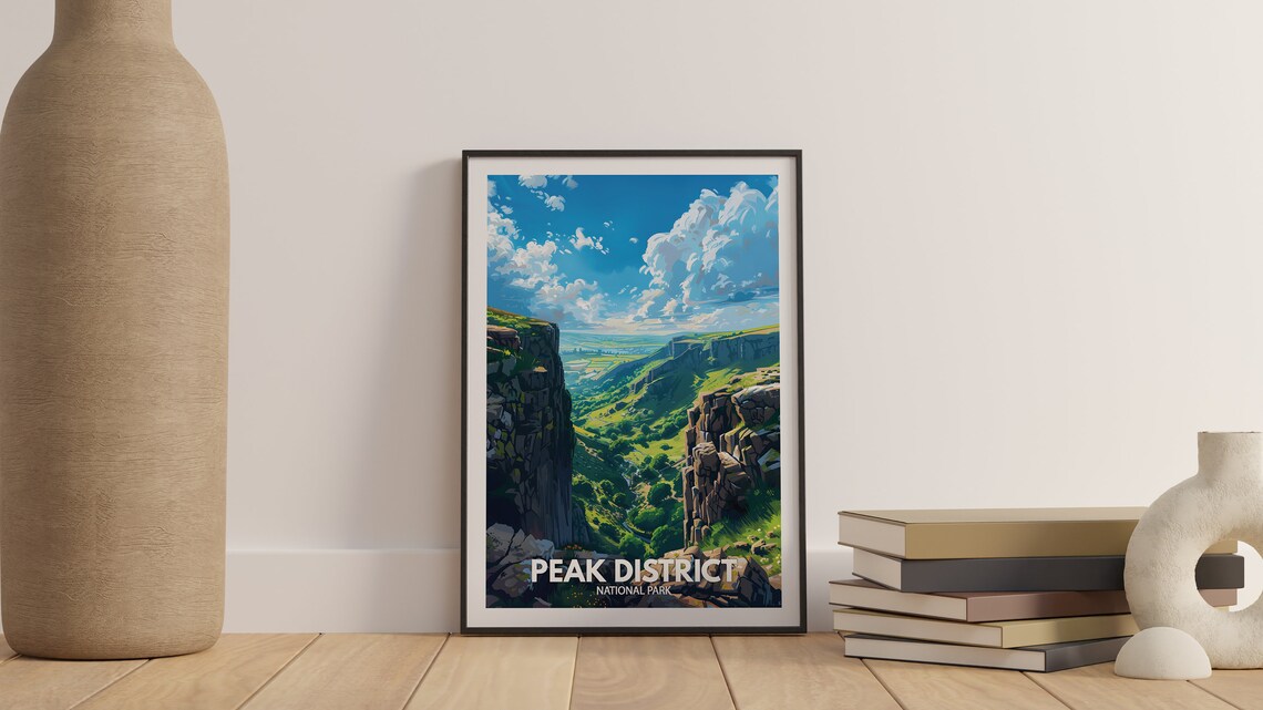 Peak District National Park Limestone Gorge Valley Landscape Travel Poster - Image 3