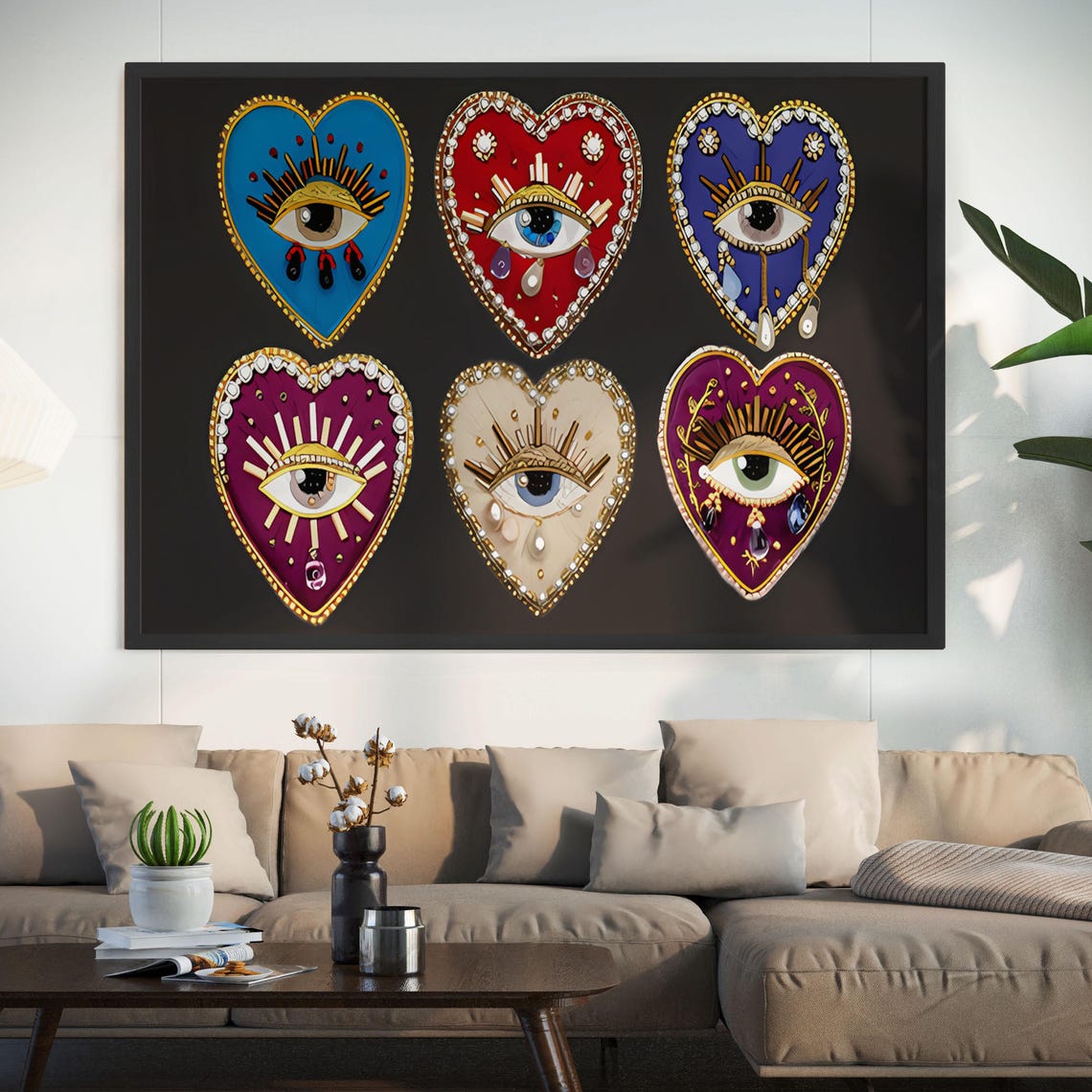 Psychedelic Bejeweled Heart Eye Gothic Maximalist Art Poster