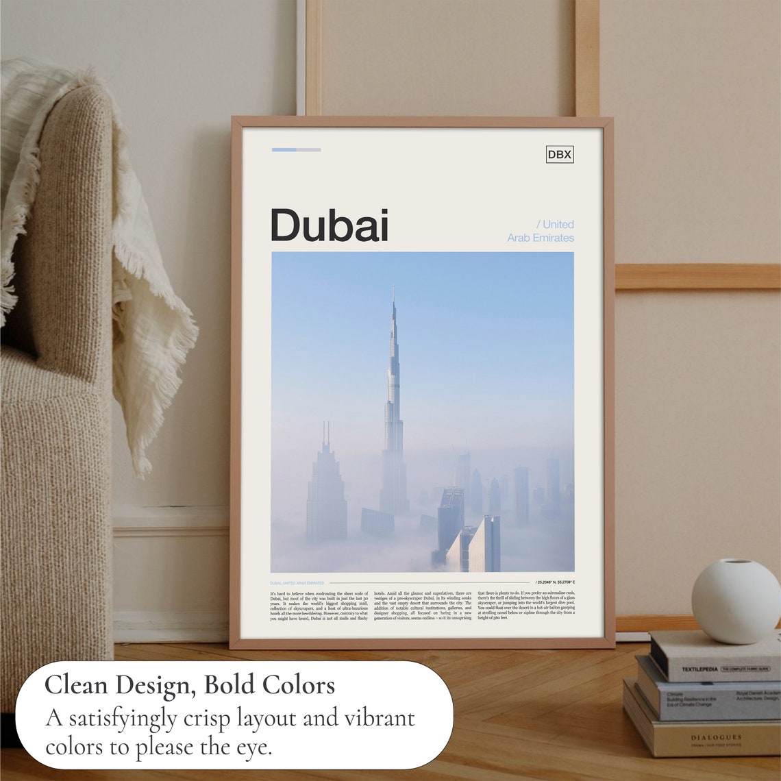 Dubai Burj Khalifa Mist Skyscraper Skyline Editorial Travel Poster - Image 3