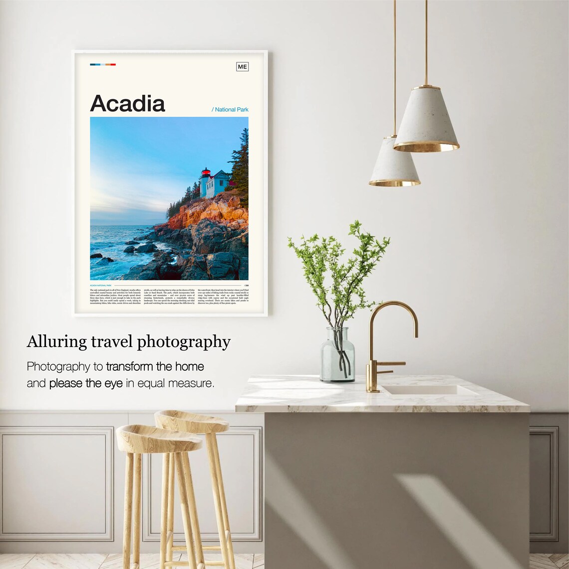 Acadia National Park Maine Lighthouse Rocky Coast Photo Travel Poster - Image 5