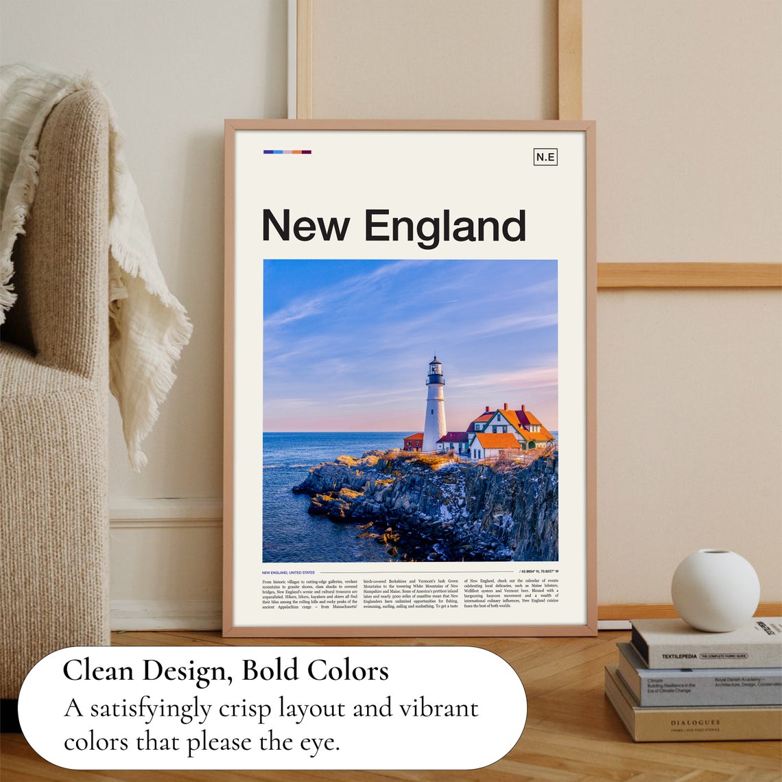 New England Portland Head Lighthouse Coastal Maine Travel Poster - Image 3