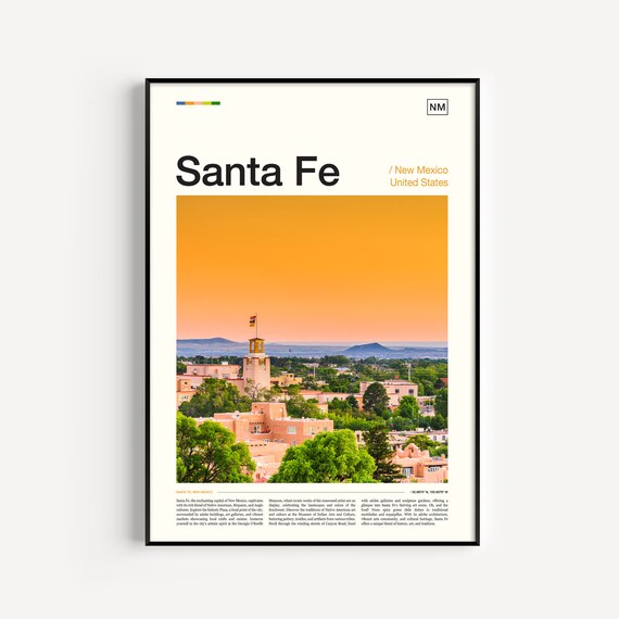Santa Fe New Mexico Travel Poster, Office Decor