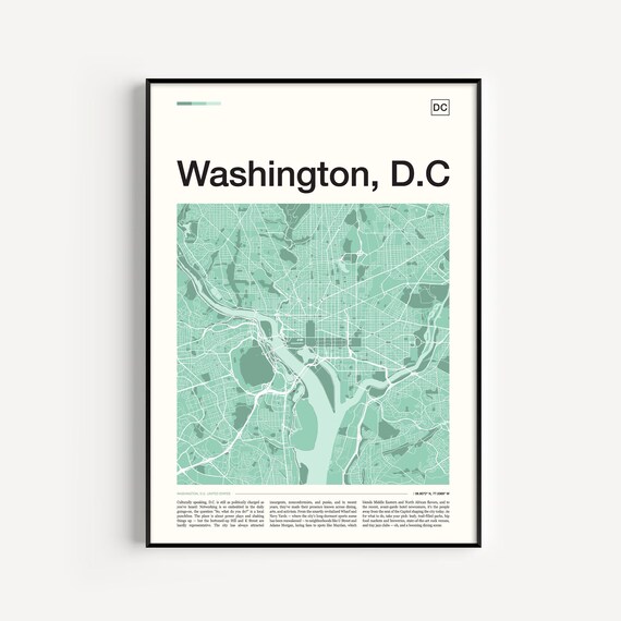 Washington DC United States Mint Green City Map Travel Poster
