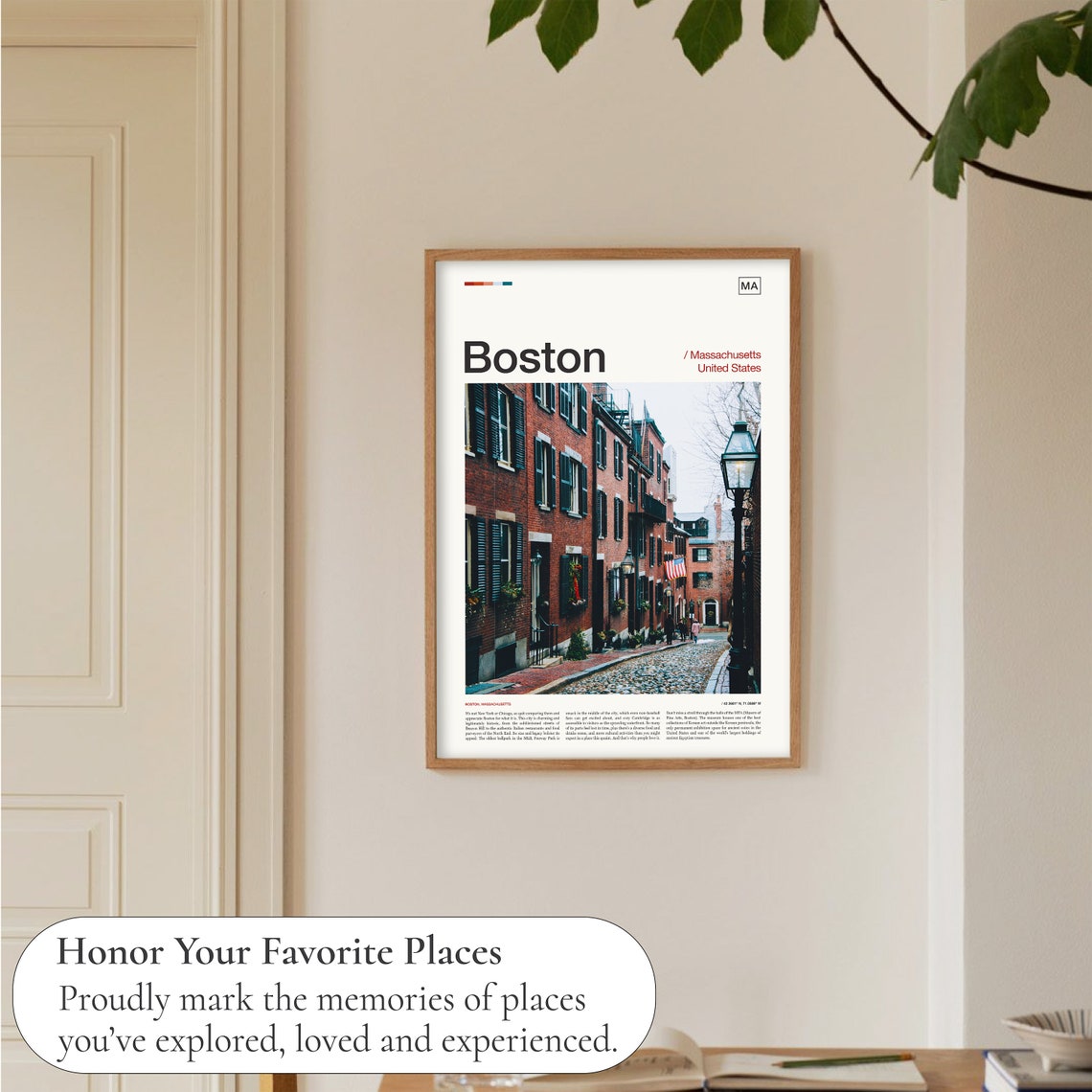 Boston Historic Cobblestone Street Brick Townhouses Old Lamp Poster - Image 5