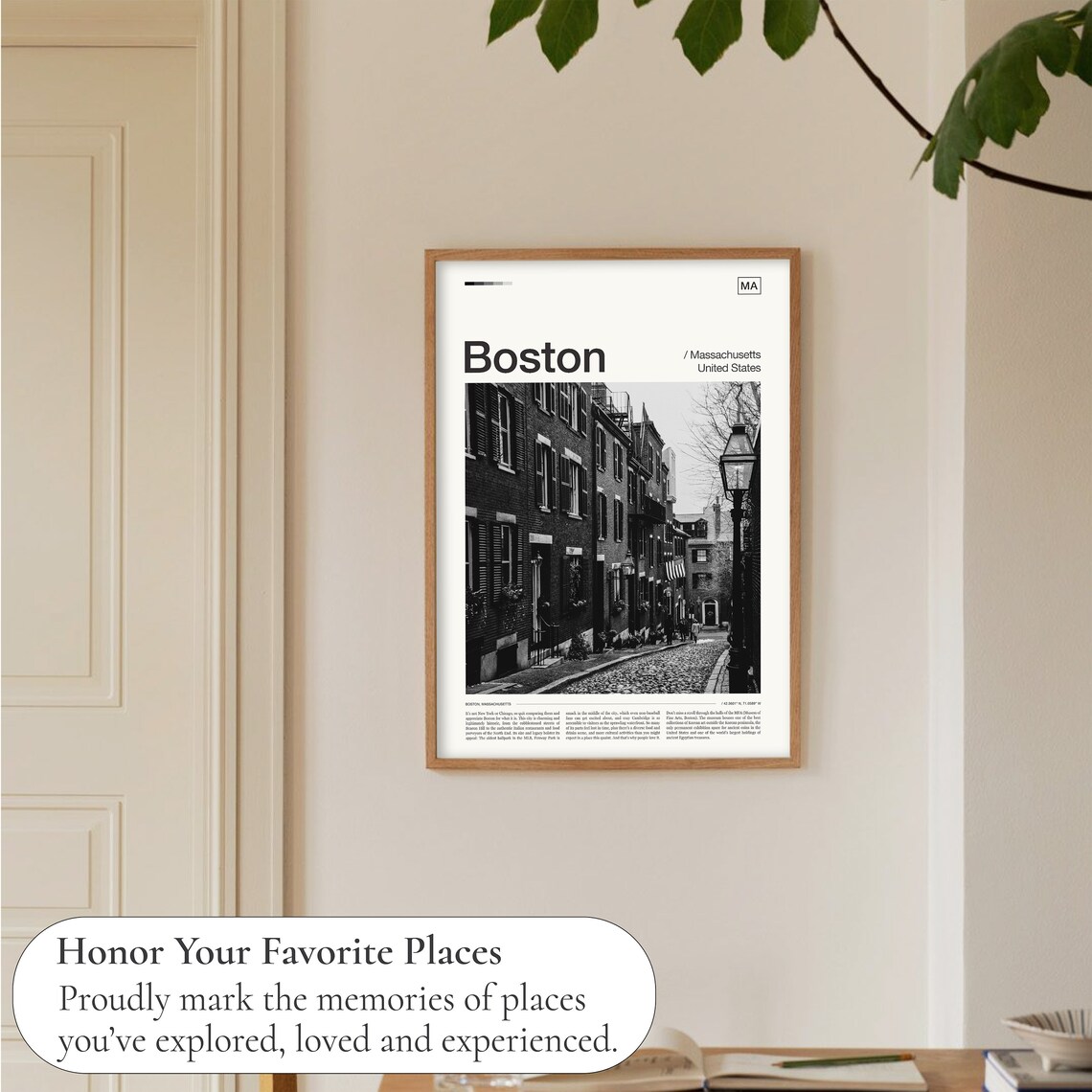 Boston Massachusetts Historic Beacon Hill Street Black White Photography Poster - Image 5