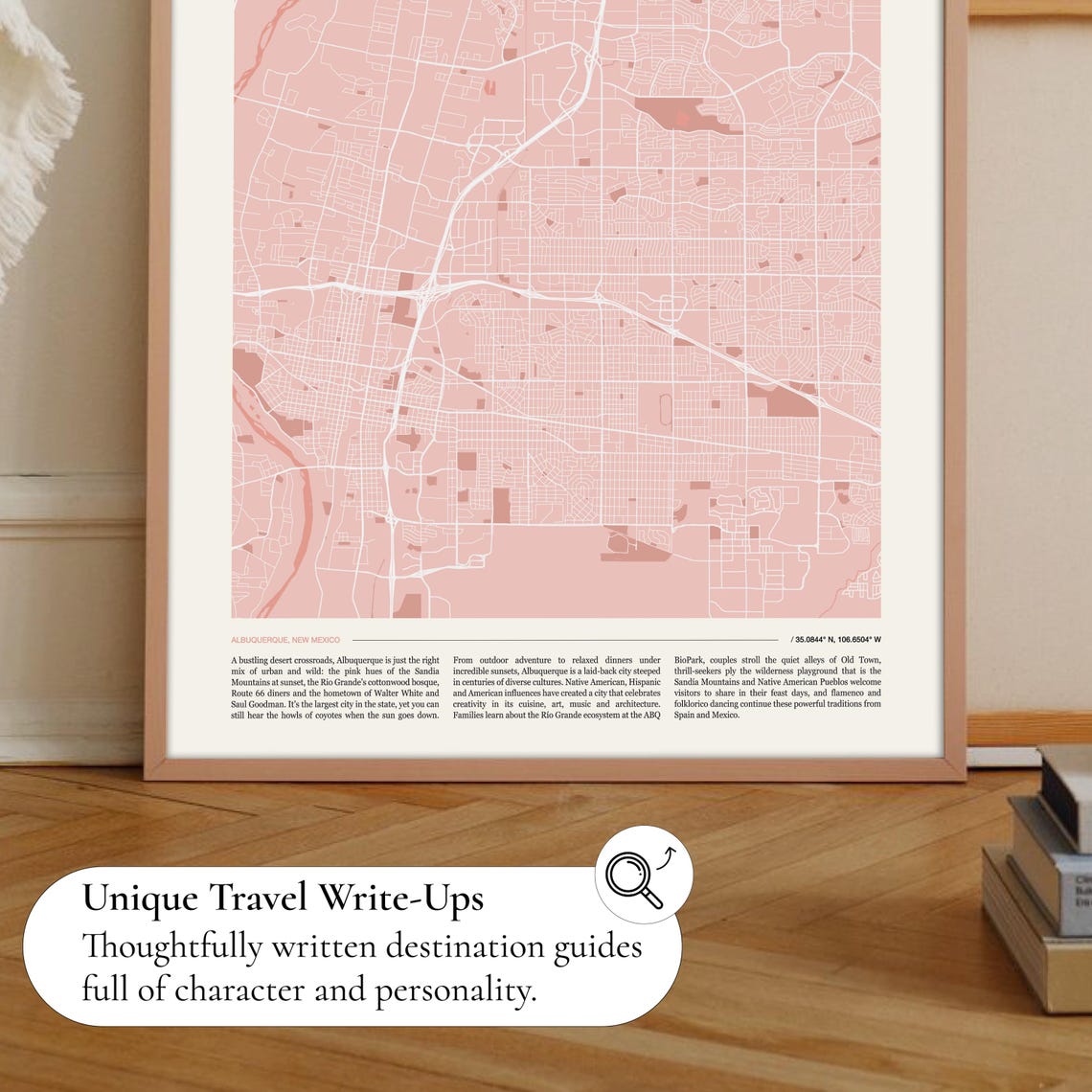 Albuquerque New Mexico Soft Pink City Street Map Travel Poster - Image 2