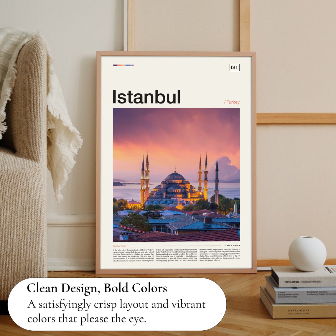 Istanbul Blue Mosque Sunset Over Turkey Minimal Travel Photo Poster - Image 3