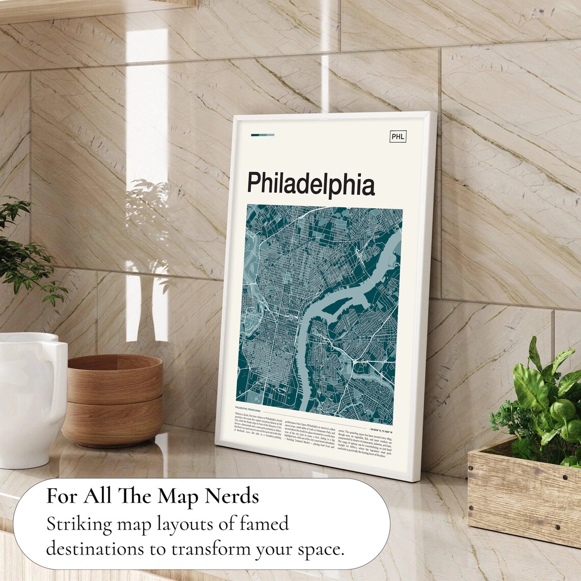 Philadelphia City Street Map Deep Teal Cartography Art Poster - Image 4