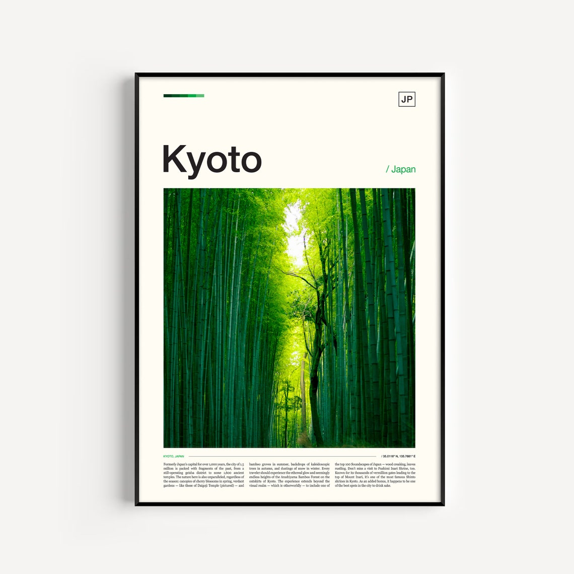 Kyoto Japan Arashiyama Bamboo Grove Green Forest Path Zen Poster