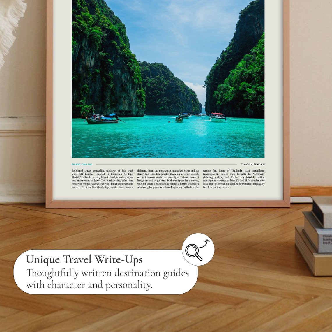 Phuket Thailand Limestone Cliffs Longtail Boats Turquoise Sea Poster - Image 2