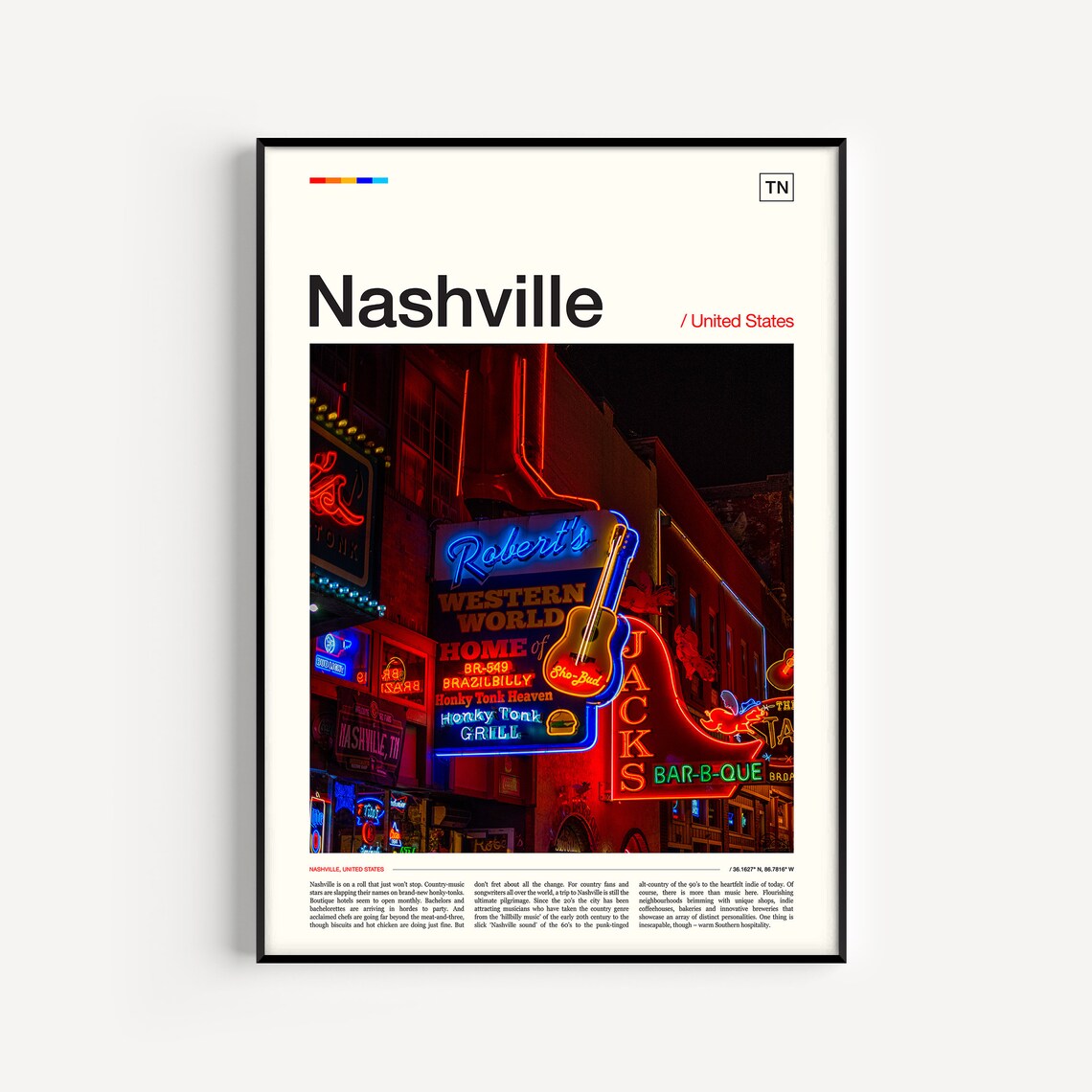 Nashville Travel Poster, Tennessee Wall Art