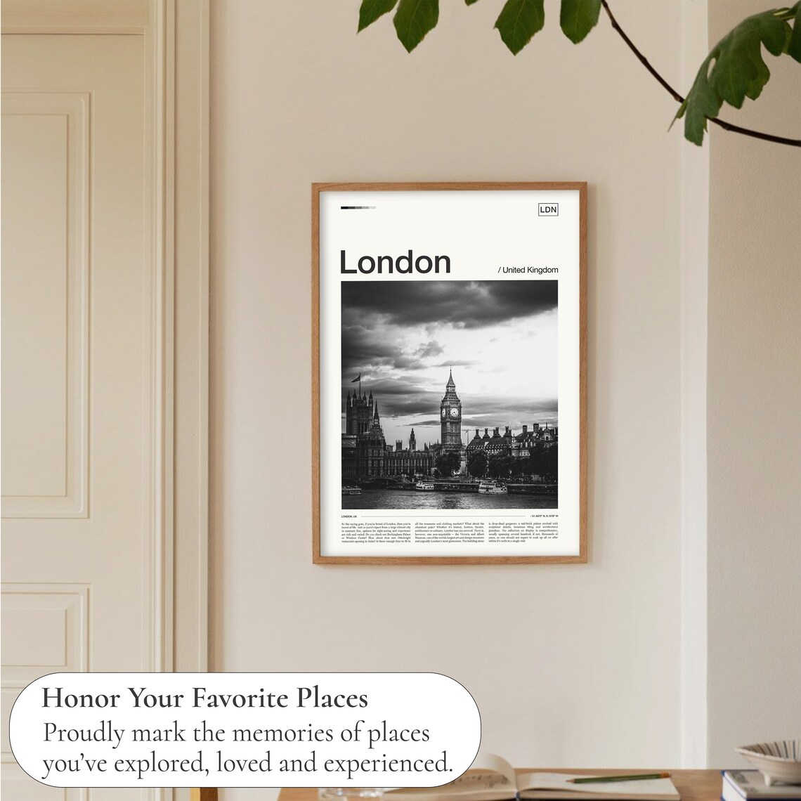 London Big Ben Houses of Parliament Black White Moody Sky Poster - Image 5