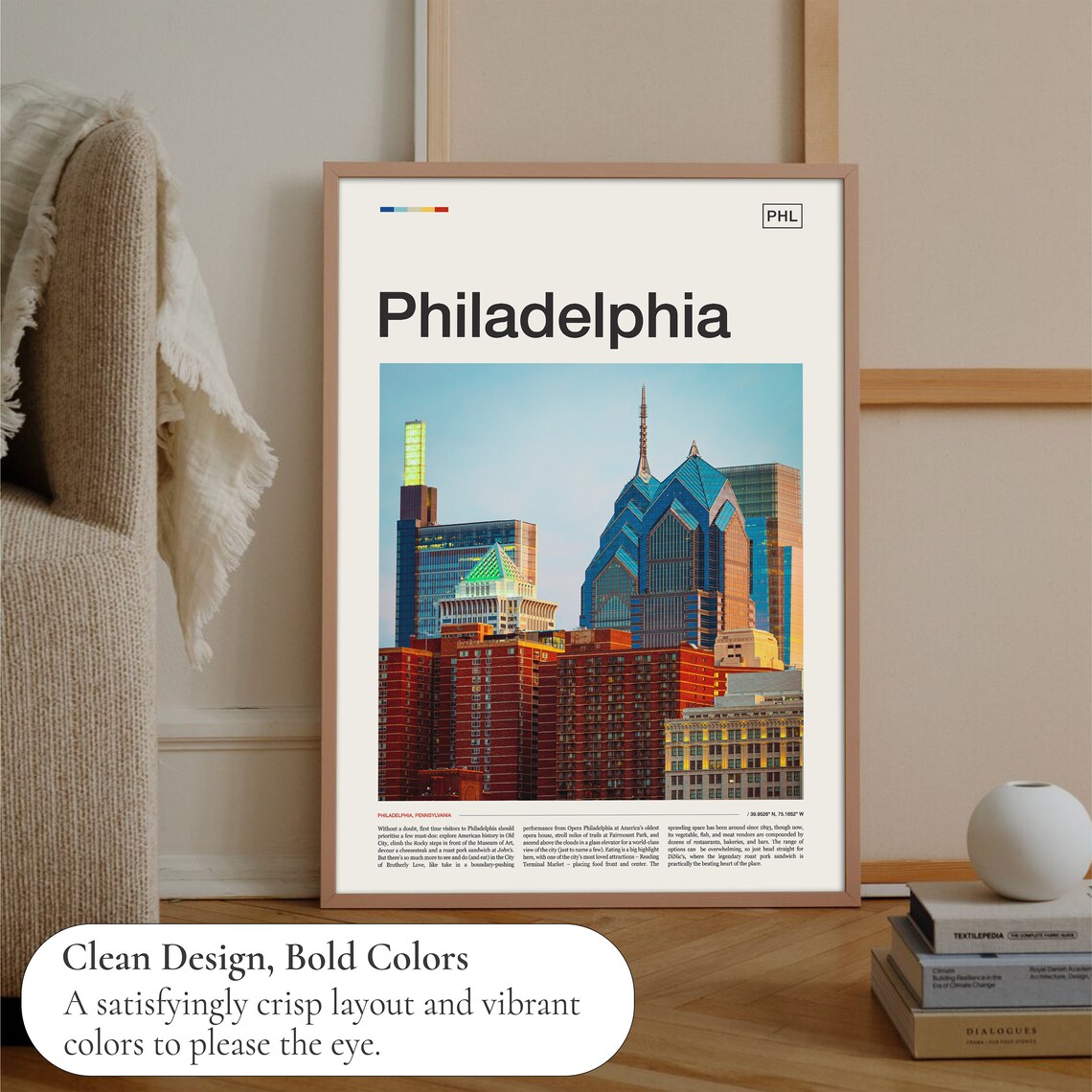 Philadelphia Skyline Travel Poster, Philly Wall Art - Image 3
