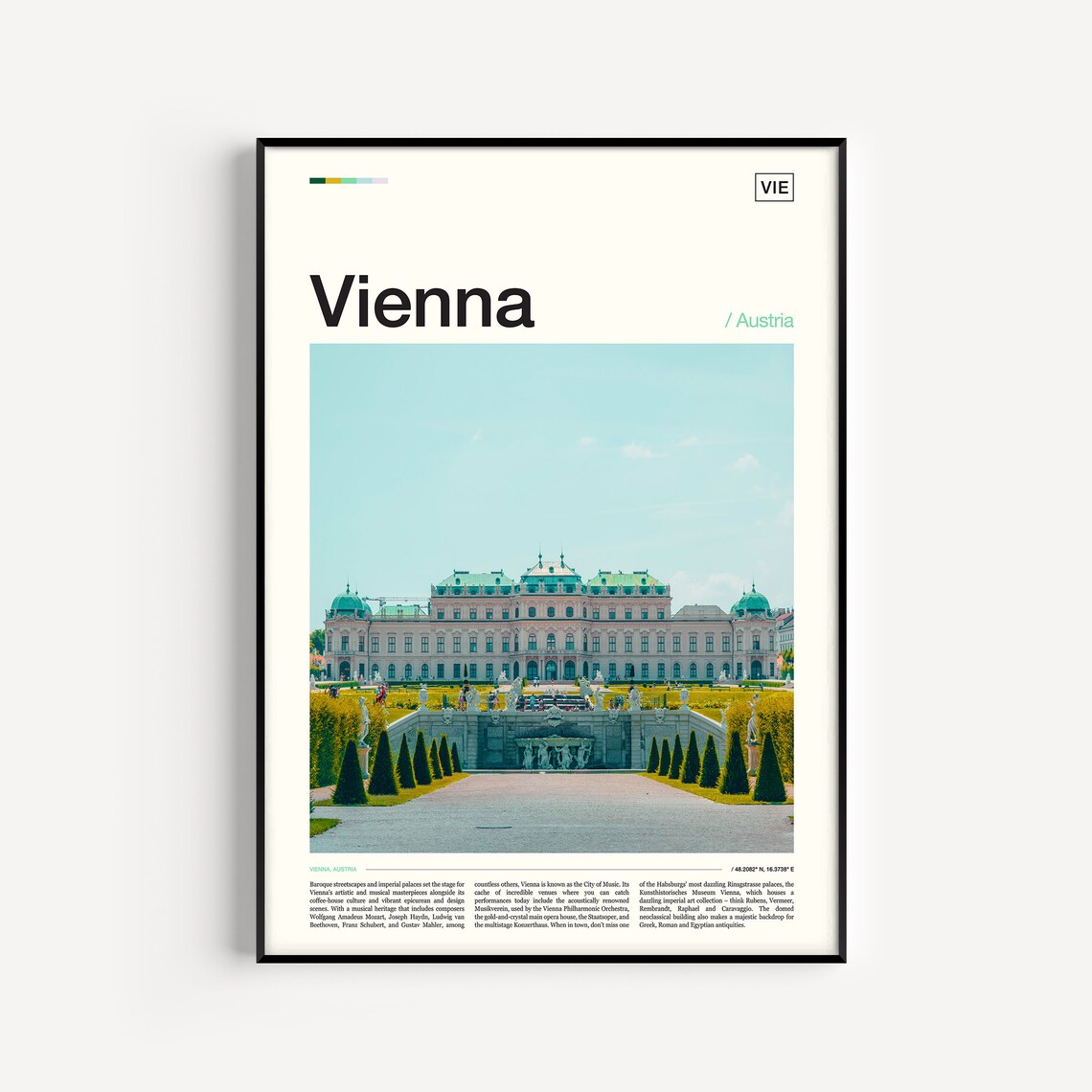 Vienna Austria Belvedere Palace Gardens Editorial Travel Poster