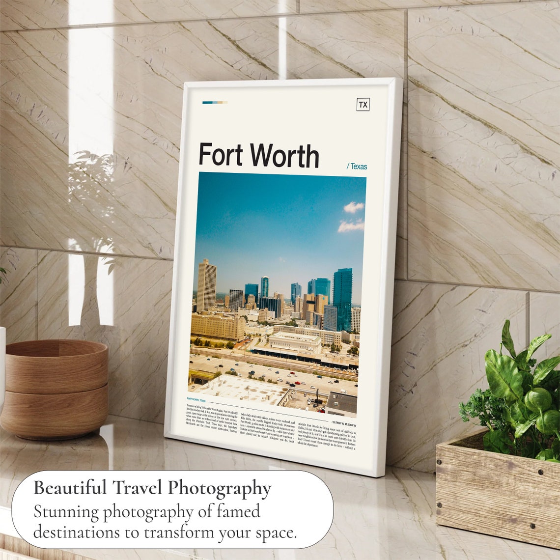 Fort Worth Texas Downtown Skyline Daytime City Photo Travel Poster - Image 4